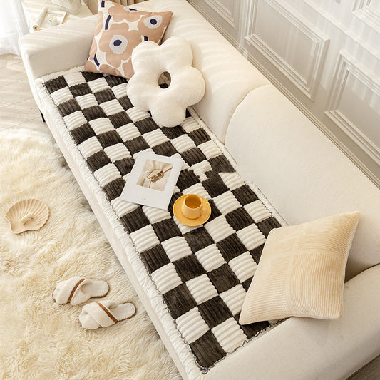 Couverture carrée crème pour canapé-lit