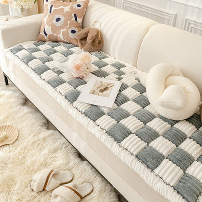Couverture carrée crème pour canapé-lit