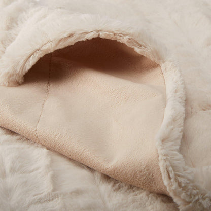 Lightweight Faux Fur Plaid Sofa Throw Blanket