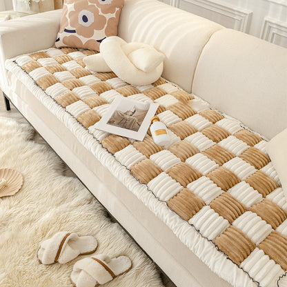 Cream square blanket for sofa bed